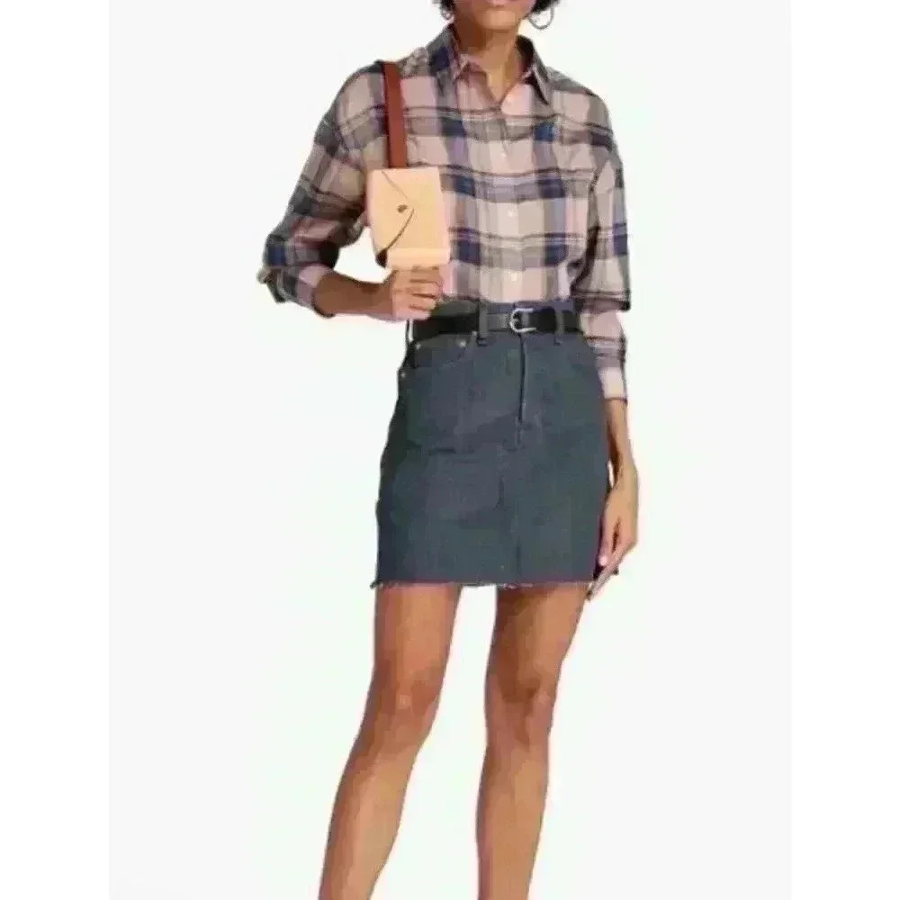 Rag & Bone Gray Denmin Skirt Size-26 NWOT